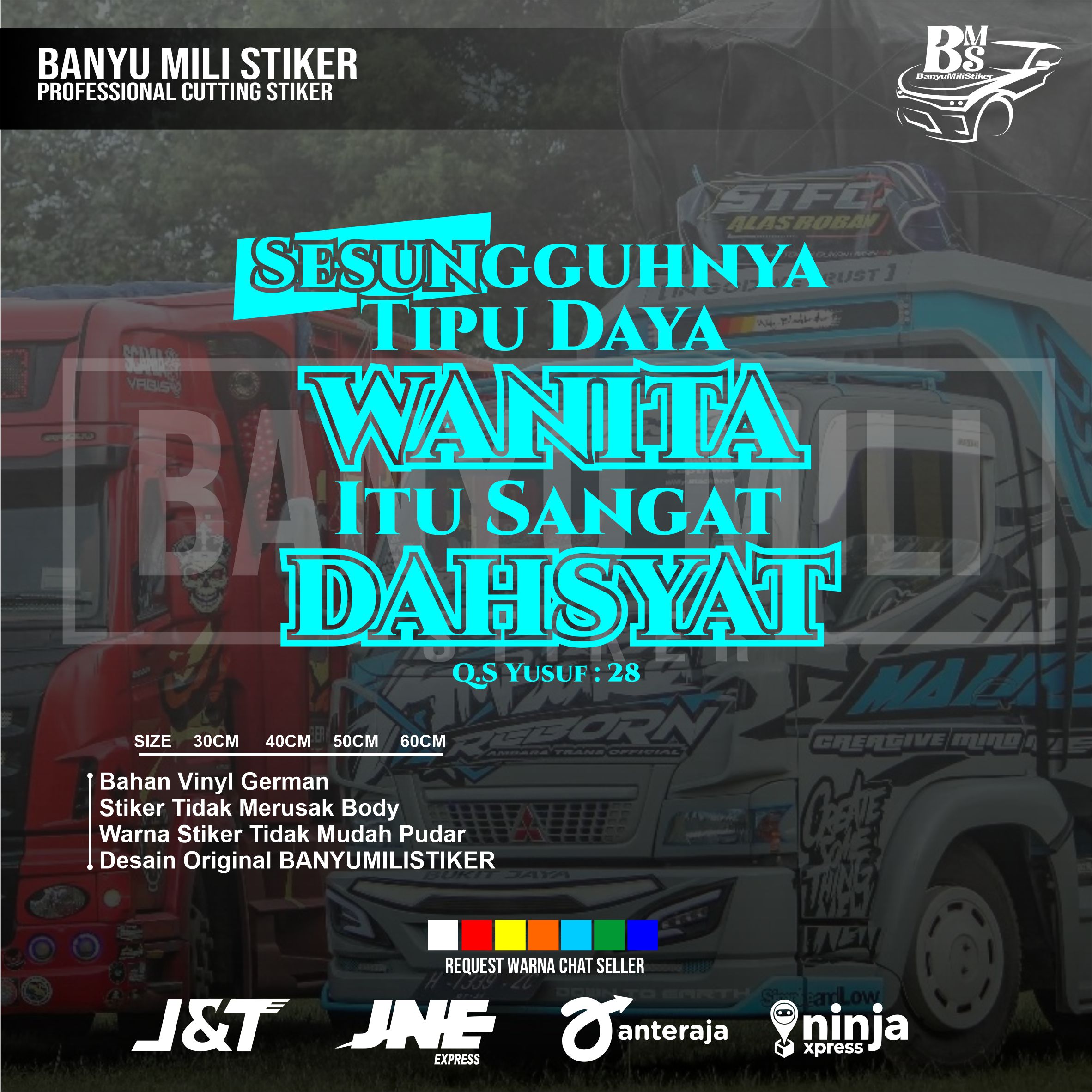 Stiker kaca tipu daya wanita sticker variasi kaca mobil pickup truk