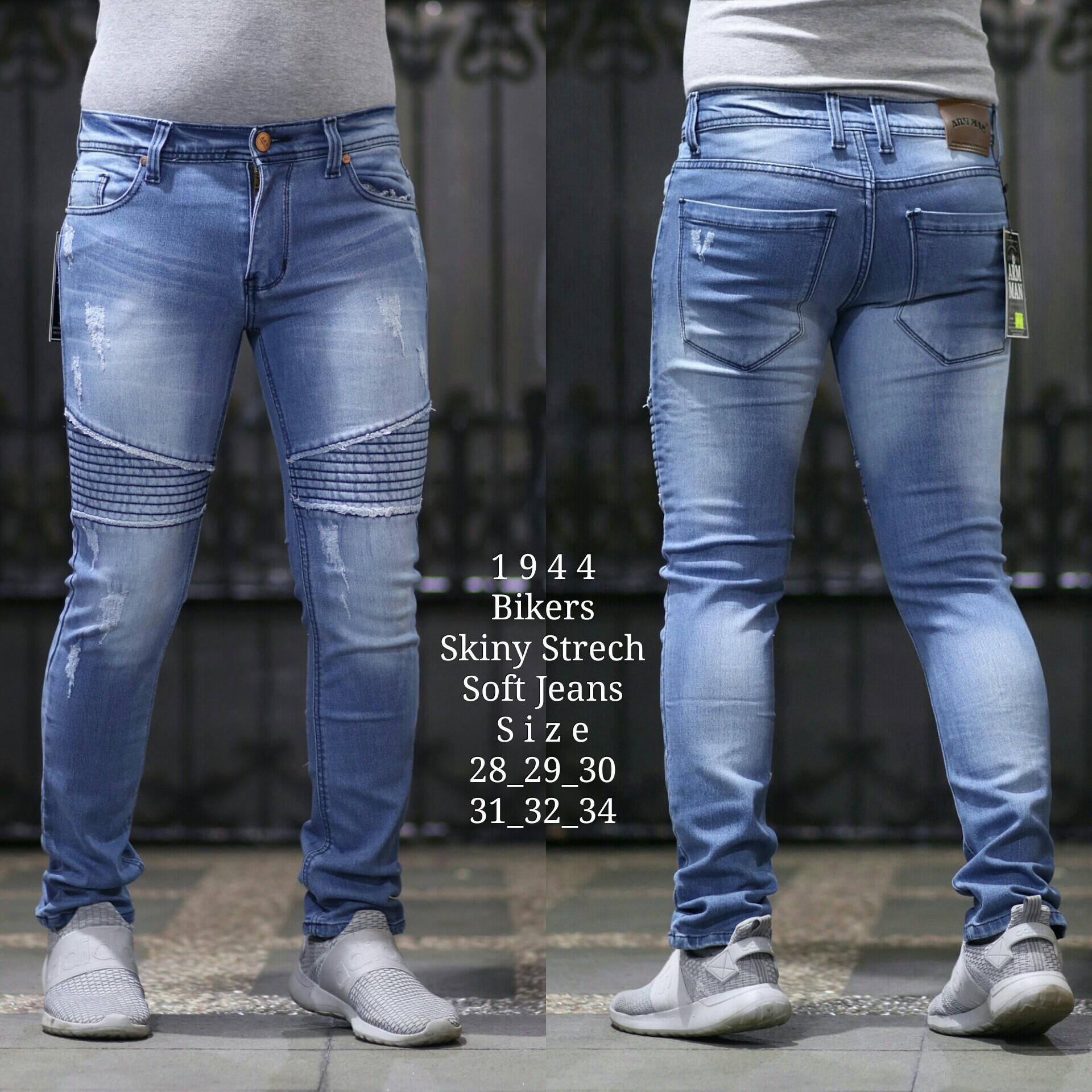 Celana Jeans Biker Stretch Pria/Celana Skinny/Slimfit Premium