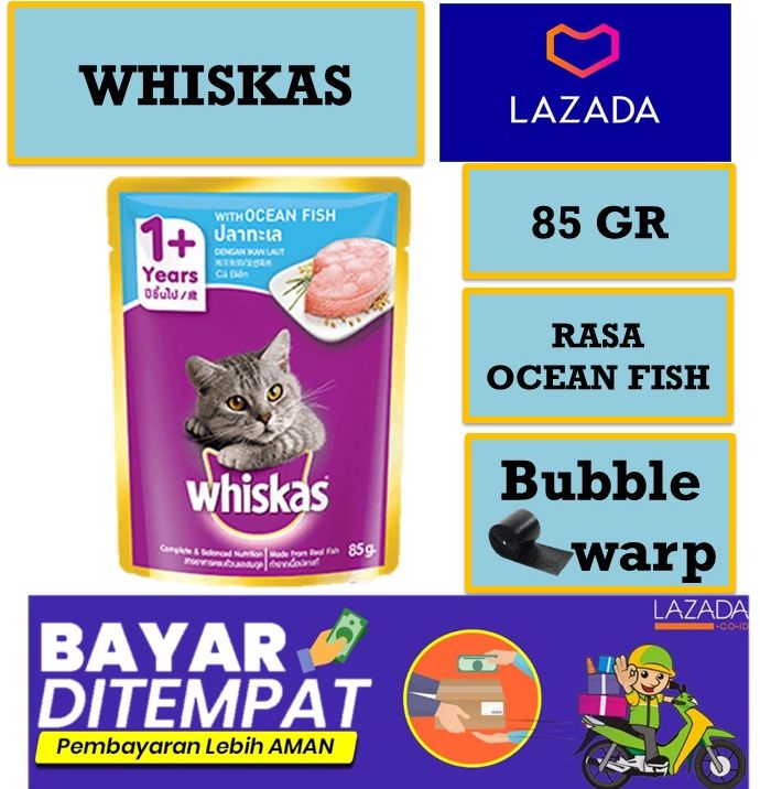 Semar Bird Makanan Kucing Whiskas Basah Ocean Fish 85 gr Whiskas