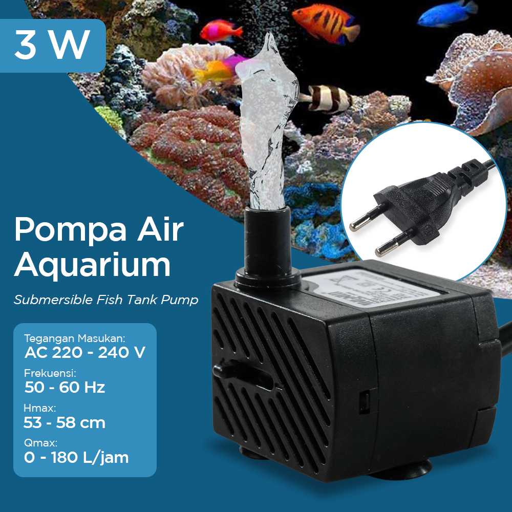MESIN POMPA AIR AQUARIUM FILTER CELUP WATER PUMP WATT 220-240V