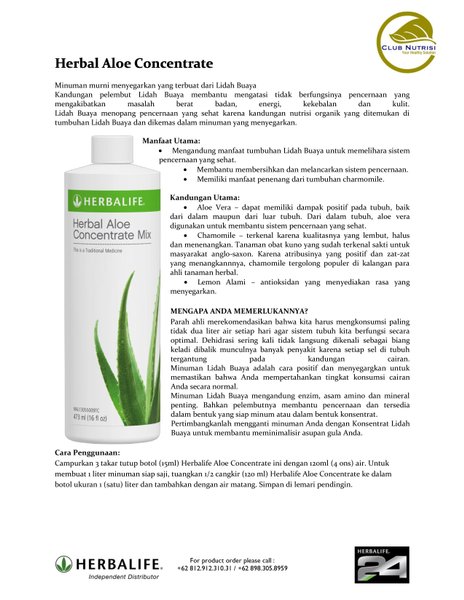 Jual Herbal Aloe Concentrate Terbaru Lazada Co Id