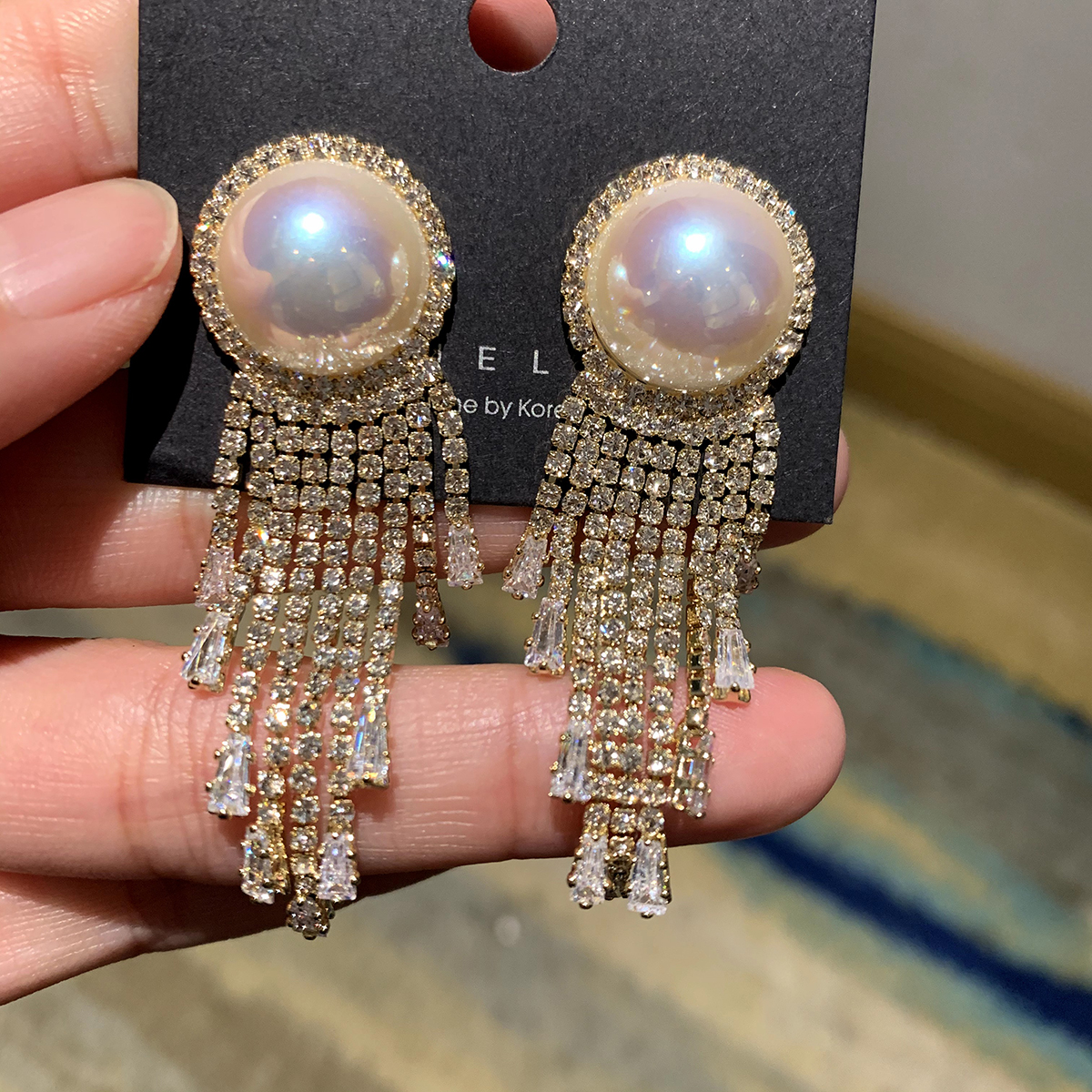 South Korea Imported Dongdaemun New Pearl Tassel Waterfall Socialite Temperament Earrings Ear Studs Accessories Women Lazada Ph