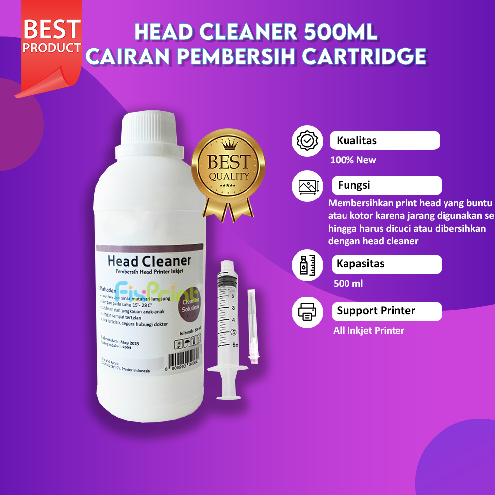 Head Cleaner Premium 500ml Cairan Pembersih Cartridge Printer Lazada