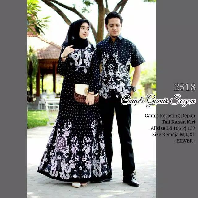 ( BAYAR DI RUMAH ) Baju gamis batik couple modern pasangan murah terbaru Couple Gamis Sogan-2518