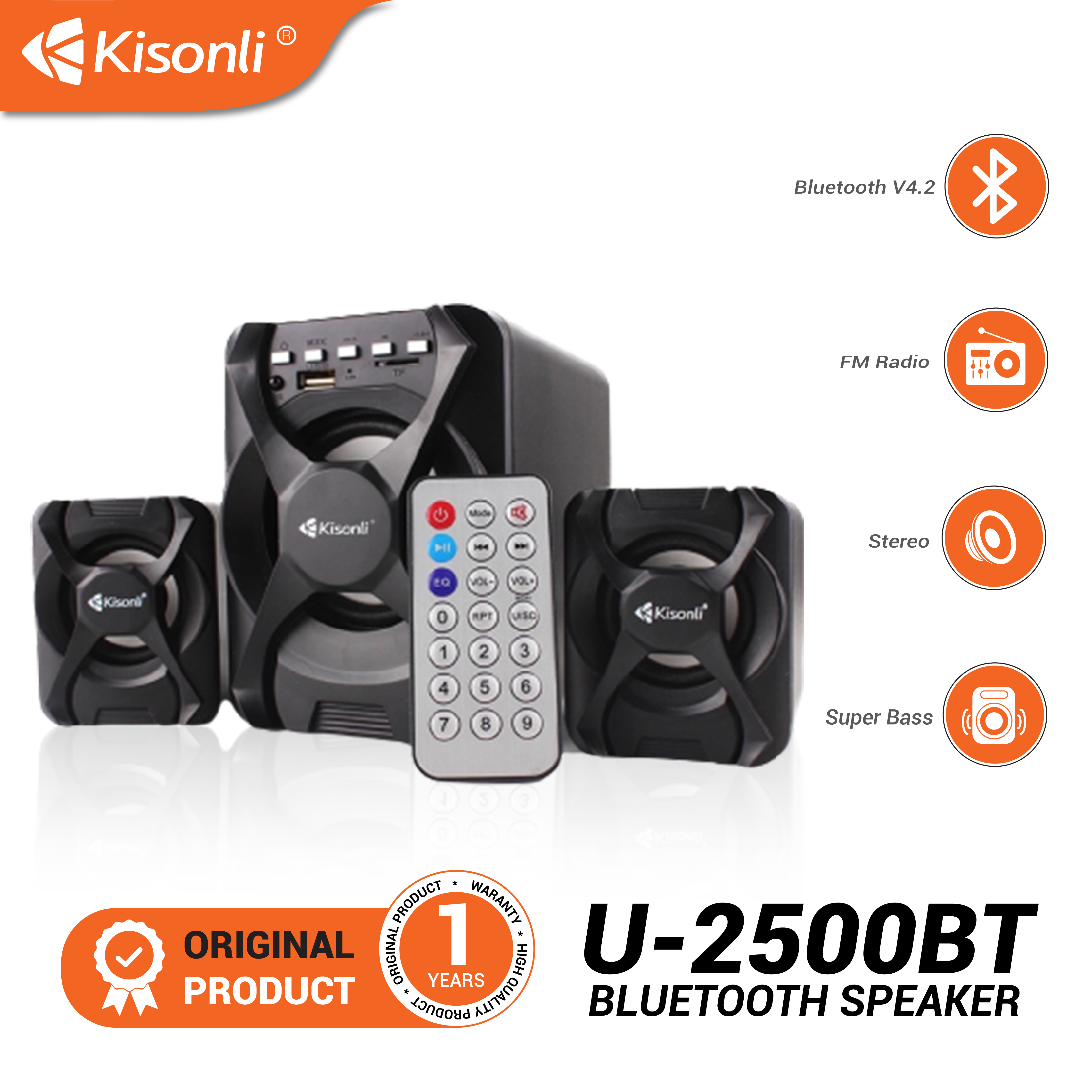 Speaker Bluetooth Kisonli U2500BT Gaming Speaker XAudio 2.1 Lazada
