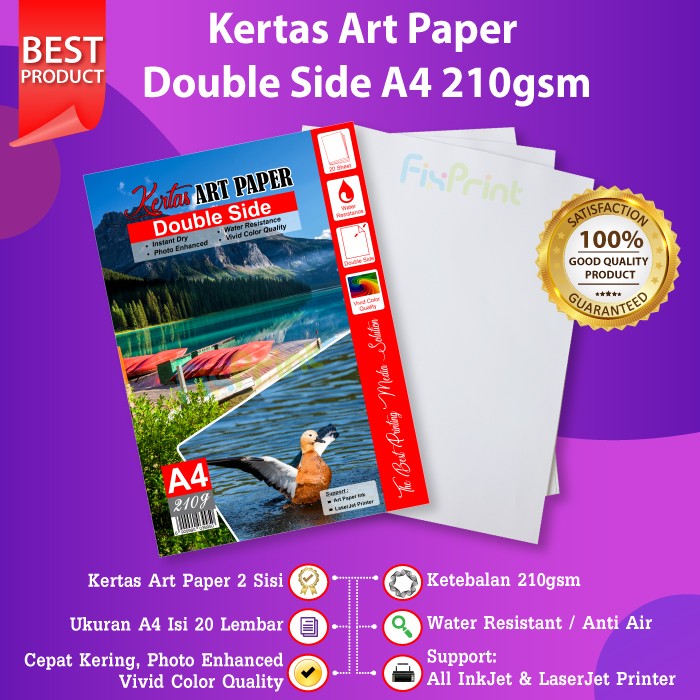 50 Pcs Kertas Art Paper A4 120gsm 120 Gsm Print Foto Photo Double Side ...