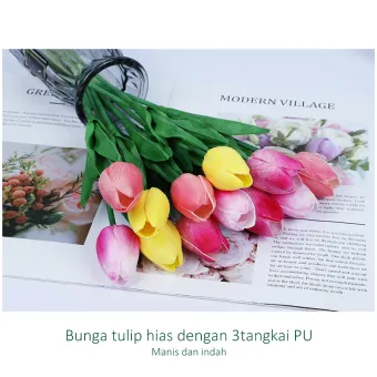 Bunga Tulip Hias Dengan 3 Tangkai Pu 4 Warna Bunga Hiasan Rumah Dekorasi Ruang Tamu Sudut Lazada Indonesia