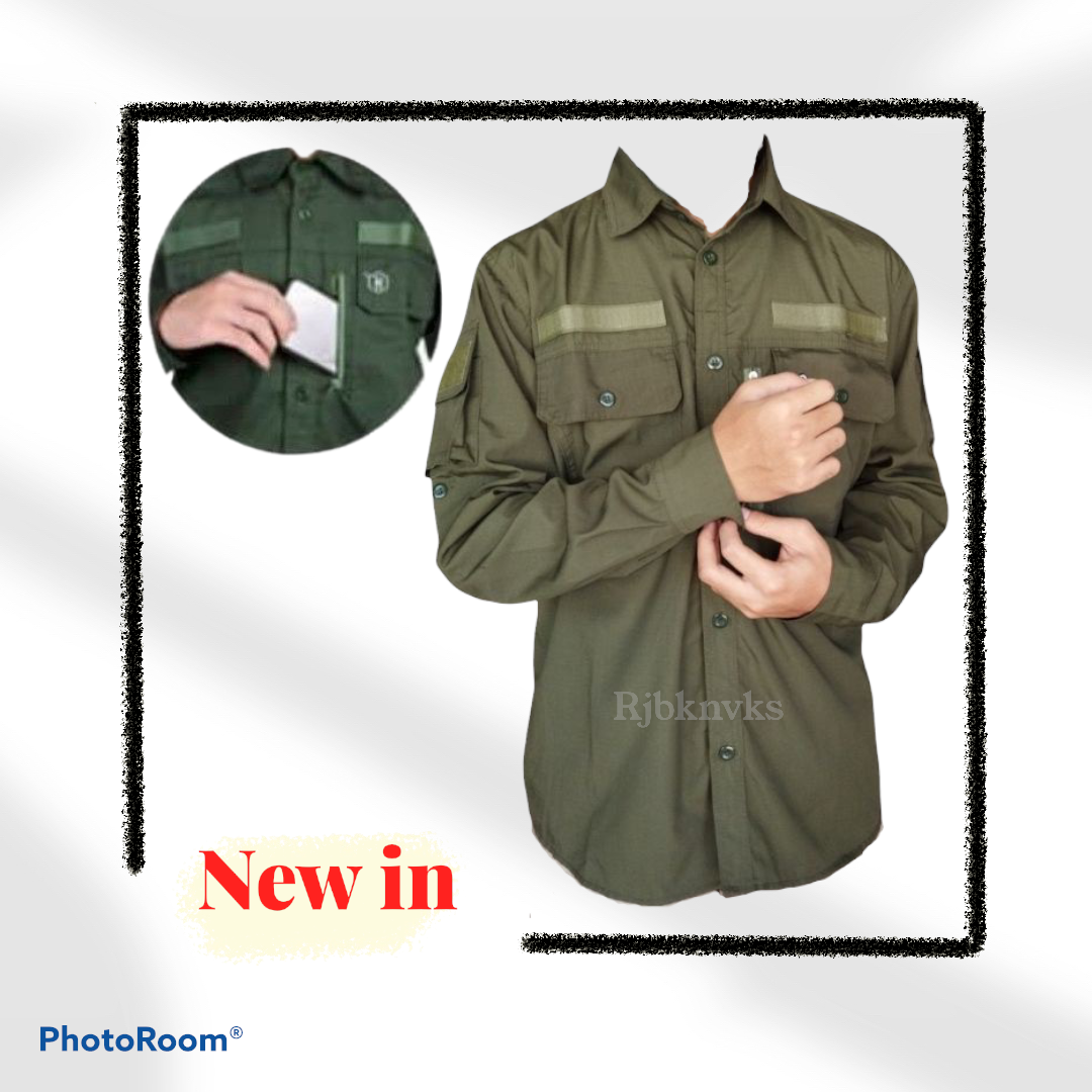 Kemeja Lengan Panjang Gaia Army Black
