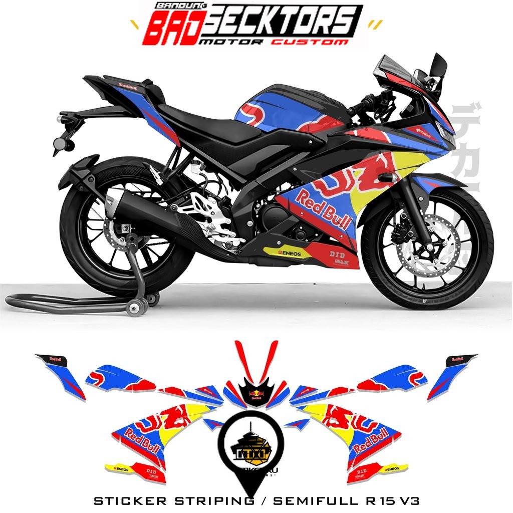 STRIPING R15 V3 SEMIFULL / R15 V4 MOTIF 3 REDBULL / SEMIFULL R15 V4 ...