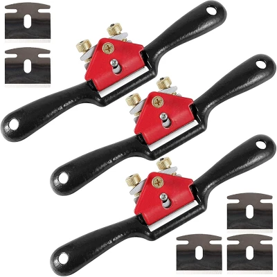 3 PCS 9 Inches Adjustable SpokeShave with Flat Base and with Metal Blade for Wood Working, Wood Craft, Wood Carving