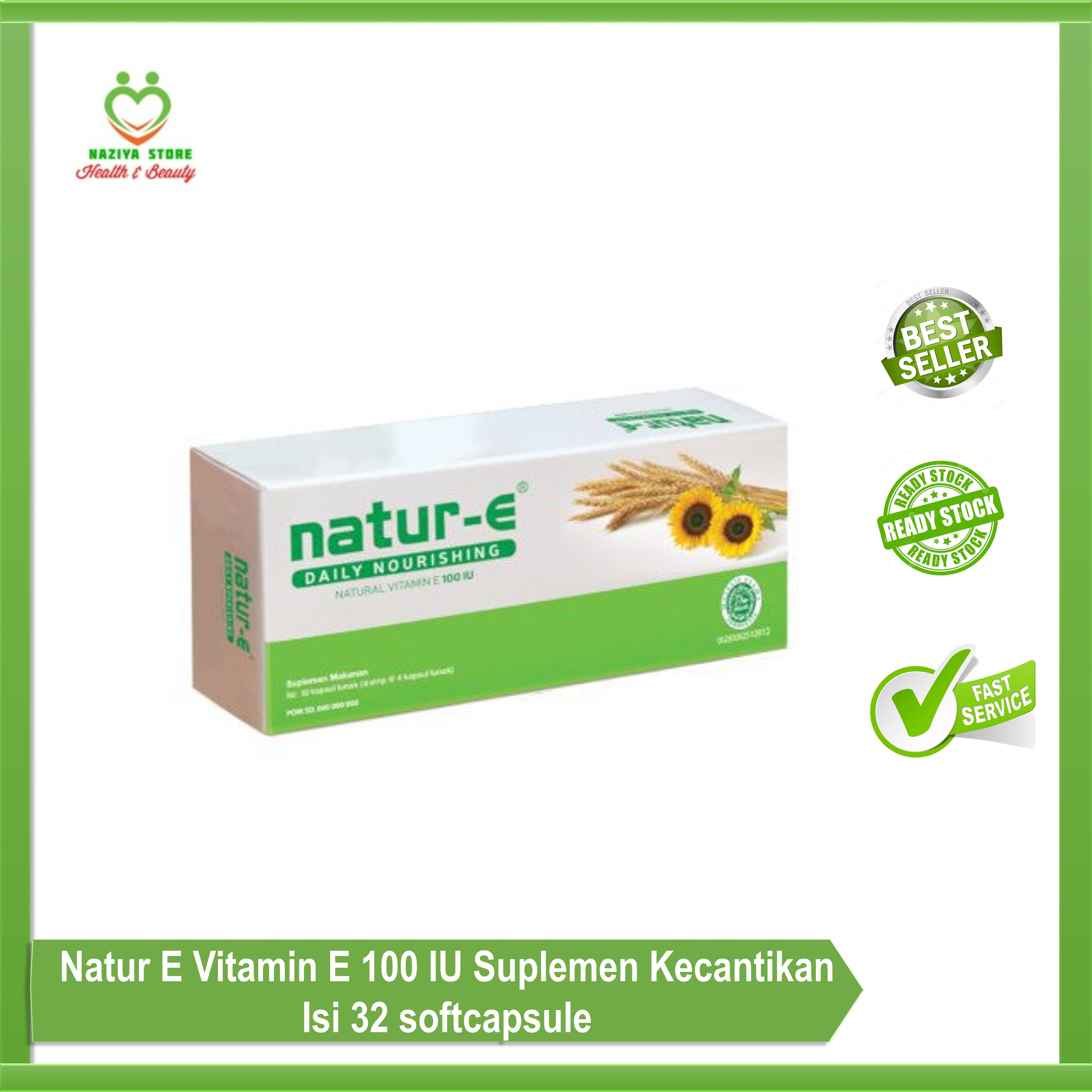 NATUR E 100 IU Vitamin E/Suplemen Kulit/Suplemen Kecantikan Isi 32