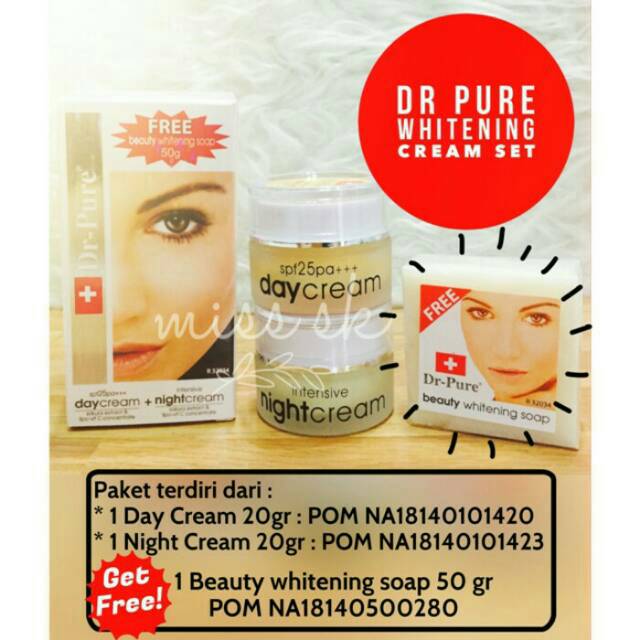 PAKET SET DR PURE Whitening Cream BPOM Ori ( Day + Night + Free SOAP ) |  Lazada Indonesia