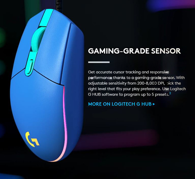 LOGITECH G203 Wired RGB Lightsync with Macro Gaming Mouse Lazada