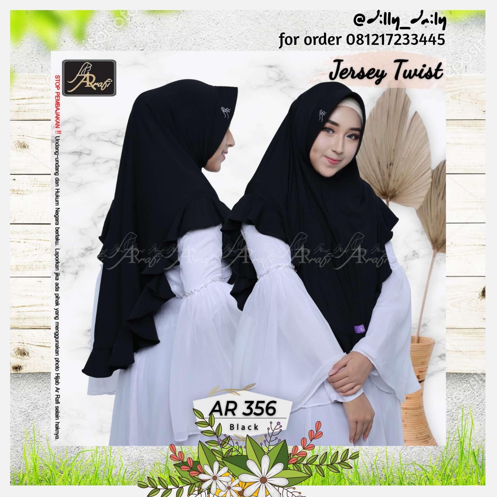 Hijab Arrafi AR 356 Black Jilbab Instan Ar Rafi Original Bergo Khimar Kerudung Jumbo Syar'i