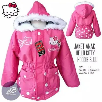 Jaket Bulu Hello Kitty Anak Perempuan 3-6 Tahun/Jaket Parka anak/Jaket terbaru/jaket lucu