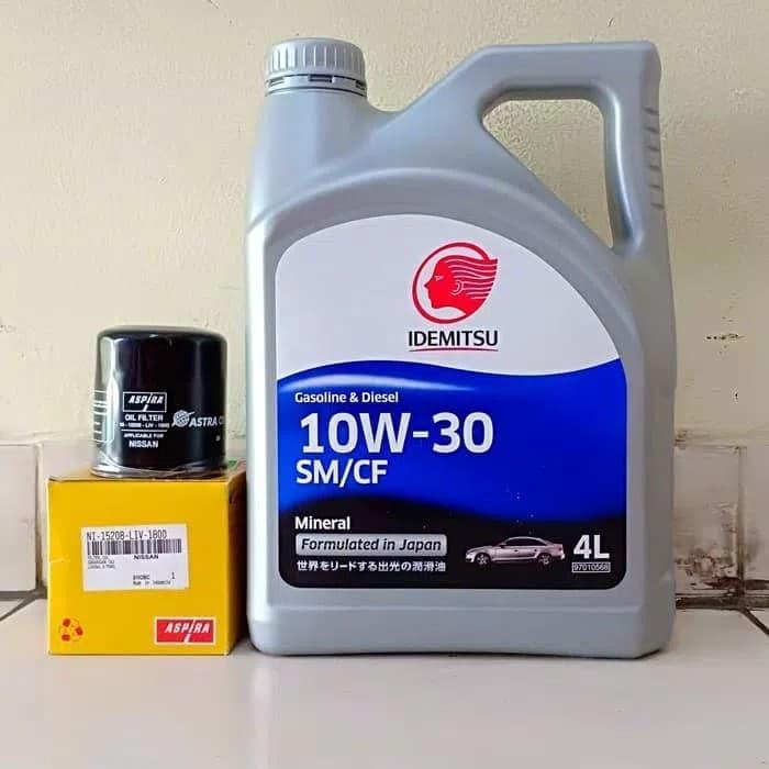 Paket Oli Mesin Mobil Idemitsu 10W-30 4 L + Filter Oli Nissan Livina
