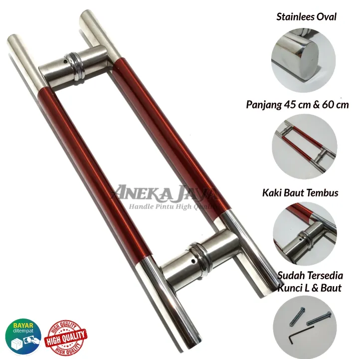 Handle Pintu Rumah Tarikan Pintu Rumah Gagang Pintu Kayu Kaca Stainless Baut Tembus Merah 45 Cm Lazada Indonesia