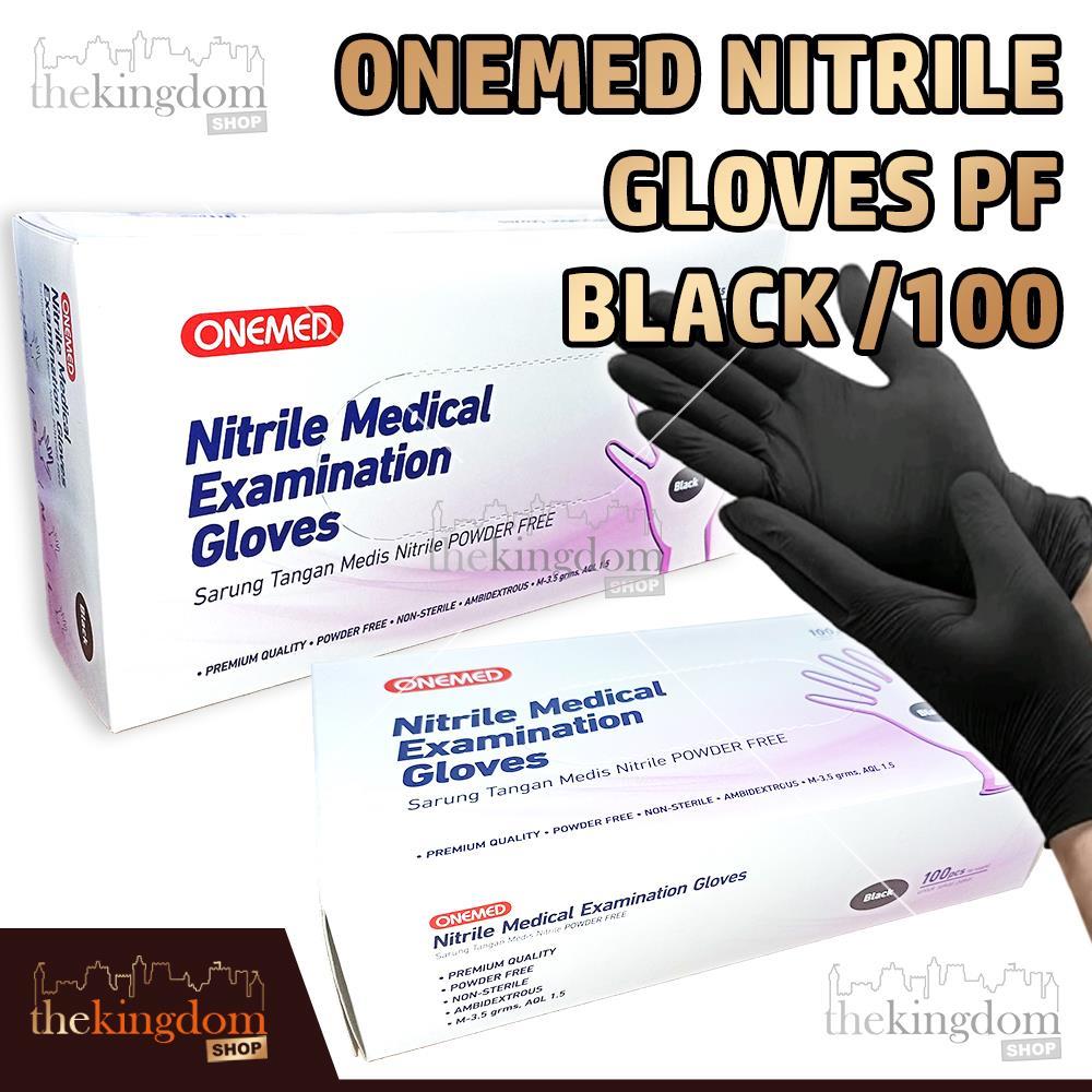 Onemed Nitrile Gloves PF Powder Free Black /100 Medical