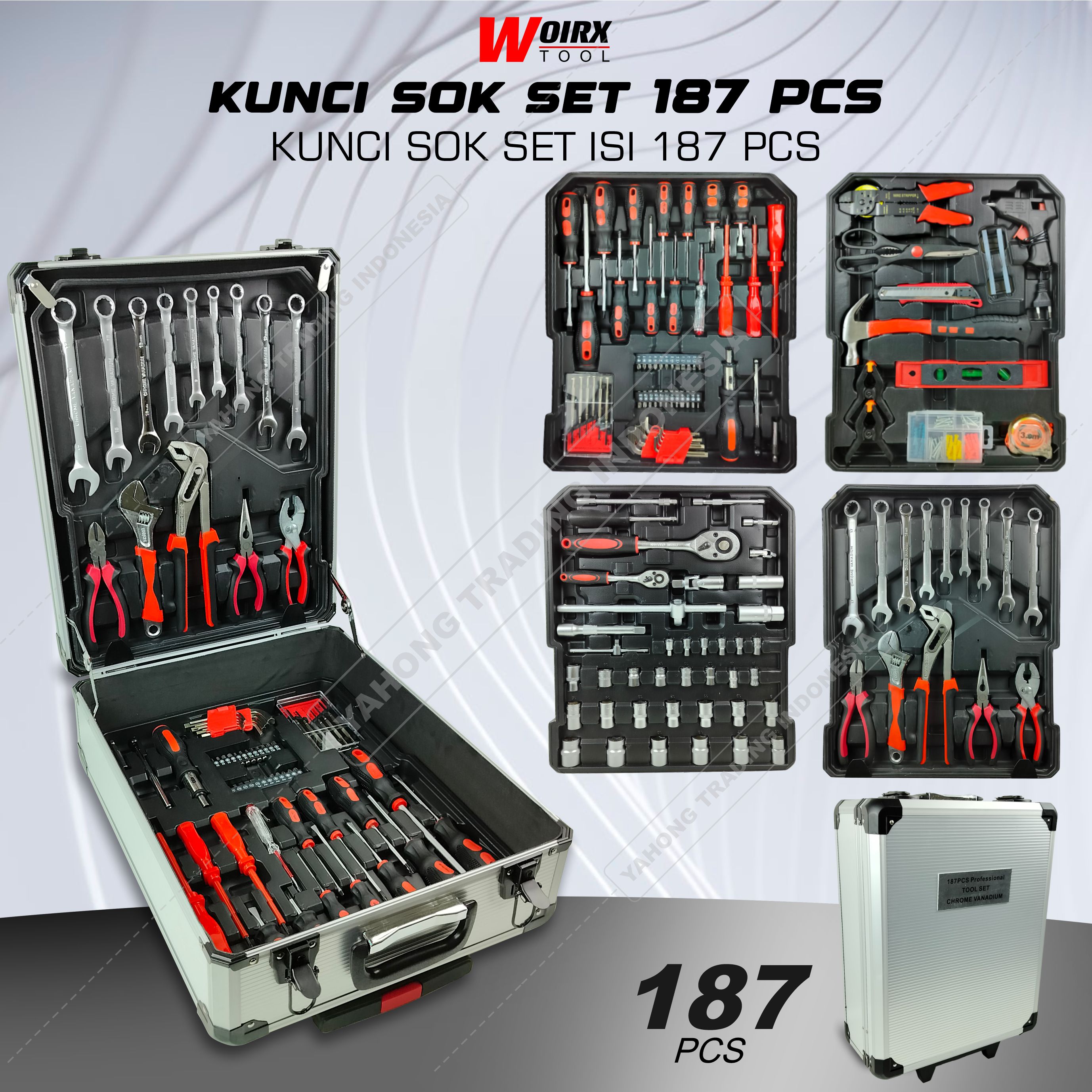 Kunci Sock Sok Set 187 Pcs Socket Tool Kit Kunci Angkat Set Untuk