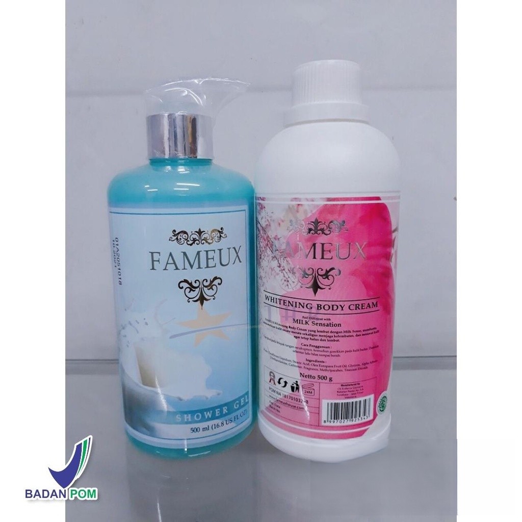 Promo Paket Fameux Bleaching 500ml + (Shower Gel 500ml kemasan Baru