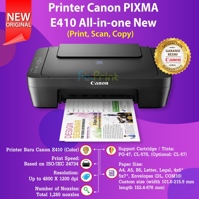 Terlaris Printer Canon Pixma E410 Print Scan Copy Tinta Pg47 Black Cl57 Color Lazada Indonesia 0537