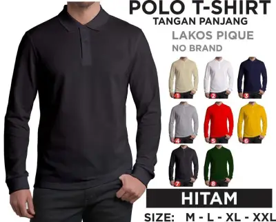 Kaos Kerah Pria // Kaos Polo Shirt Pria Lengan Panjang // Kaos Polos Pria // Kerah Pria Polos // Kaos Seragam Polos // Kaos Polo Distro M L XL XXL