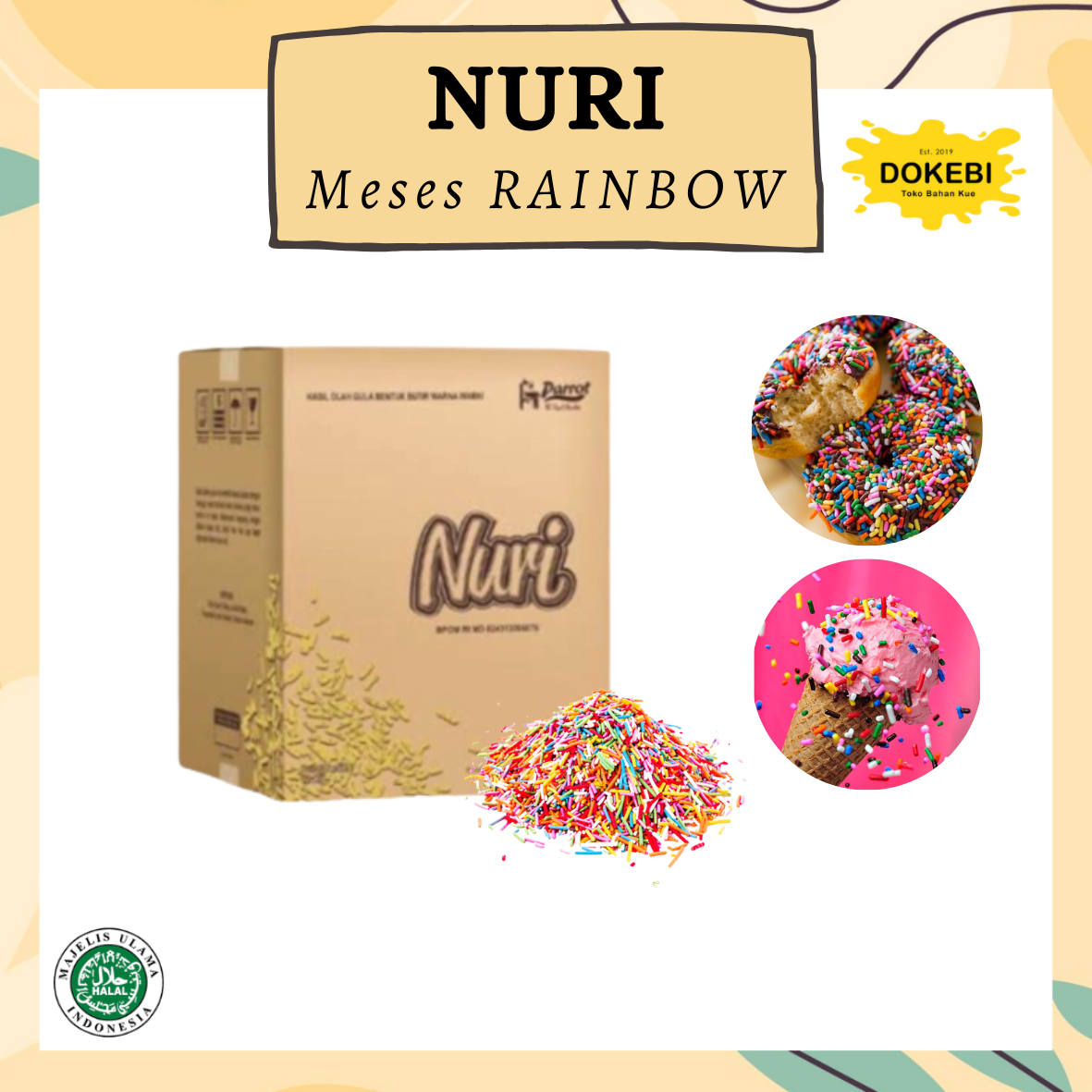 Meses Coklat And Rainbow Nuri 1 Kg Topping Donat Sprinkle Meises