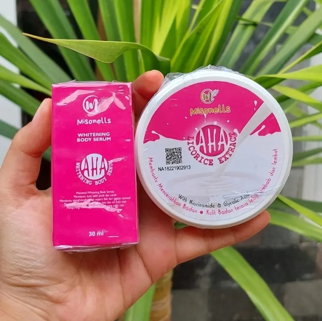 MISONELLS Paket Hemat Bleaching Badan & AHA Booster Body Serum 30ml ...