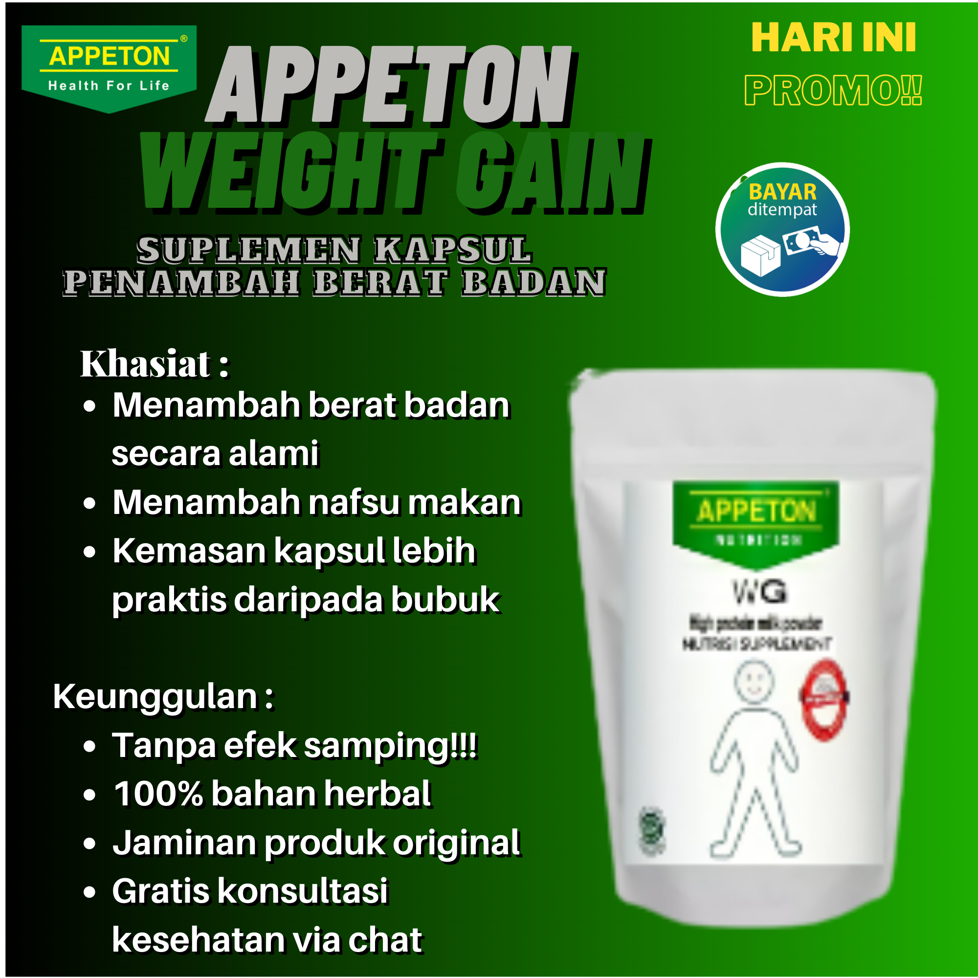 Appeton Weight Gain Aslii Supplement Nutrition Suplemen Penambah Berat Badan Tanpa Efek Samping Penambah Nafsu Makan Penggemuk Pria Wanita Hormon Nafsu Makan Anak Harga Promo Zinc Superweight Lazada Indonesia