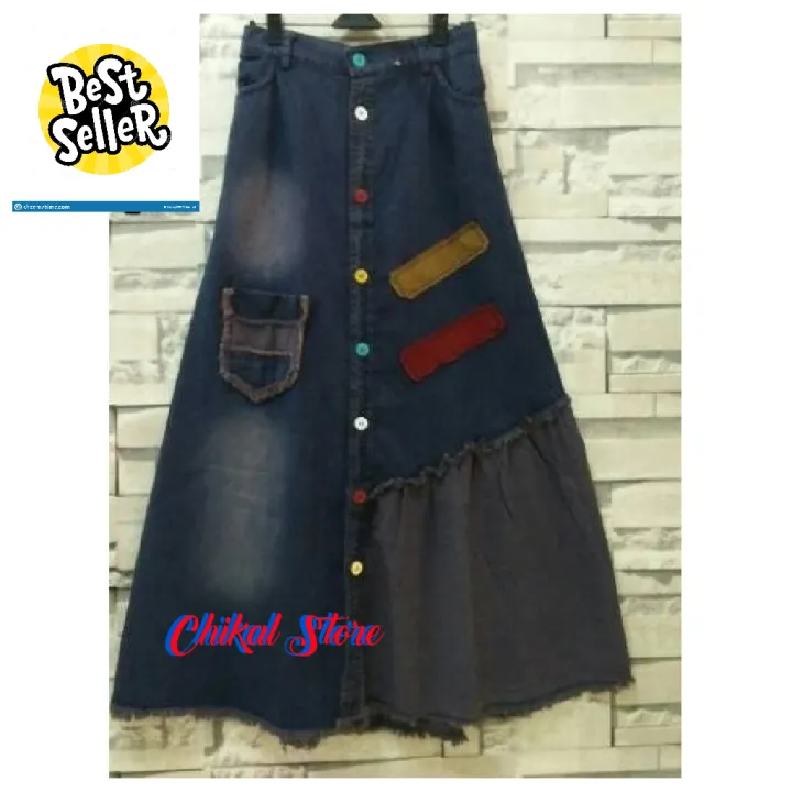 Rok Levis Dewasa Kombinasi Tempel Kancing Bisa Buka Rok Jeans Rok Jeans Panjang Button Uf Fabian Model Terbaru Lazada Indonesia