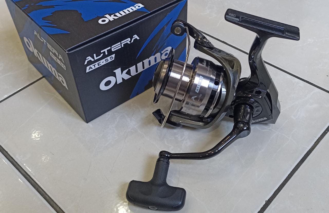 harga reel okuma v system 55 CBL-S-702MH-55 Custom Blue Bait Feeder Spin Combo 7' 2pc MH Sz you need a reel that can handle serious depth and serious weight Reel Okuma Altera ATE-55 Spinning