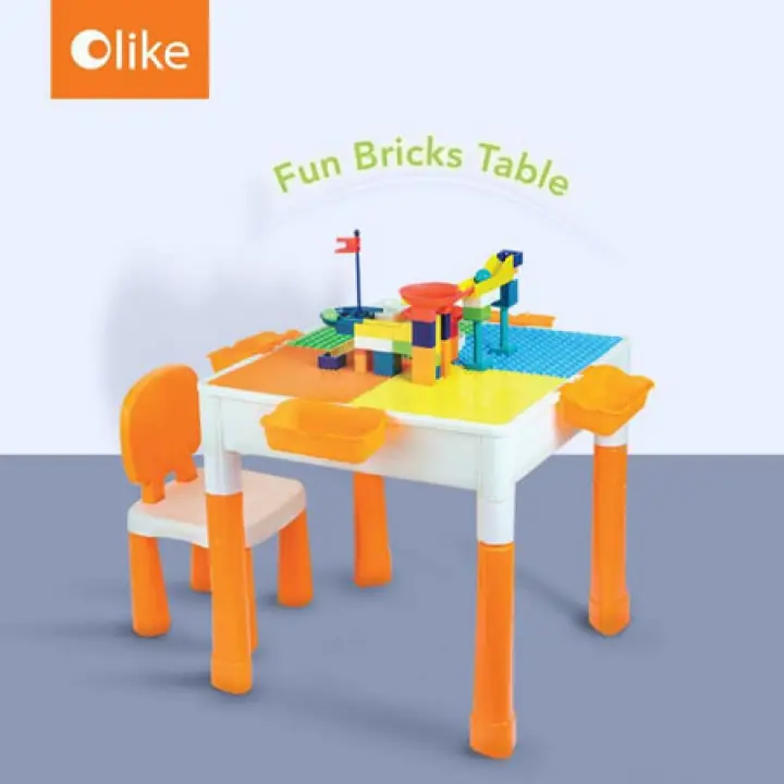 Olike Meja Permainan Edukasi Anak Balok Susun Lego Fun Bricks Table Blocks Lazada Indonesia