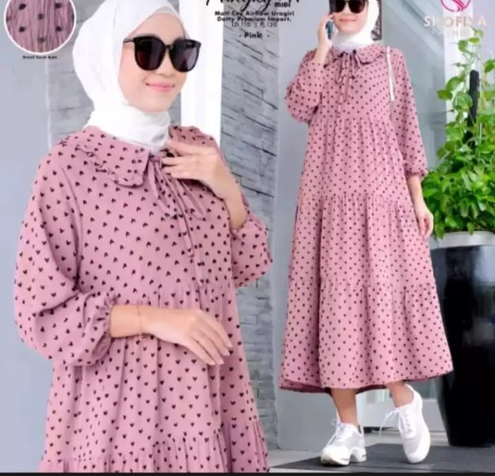 MIDI dress bahan cringkel uragiri rubiah premium MIDI URAGIRI CRINKEL