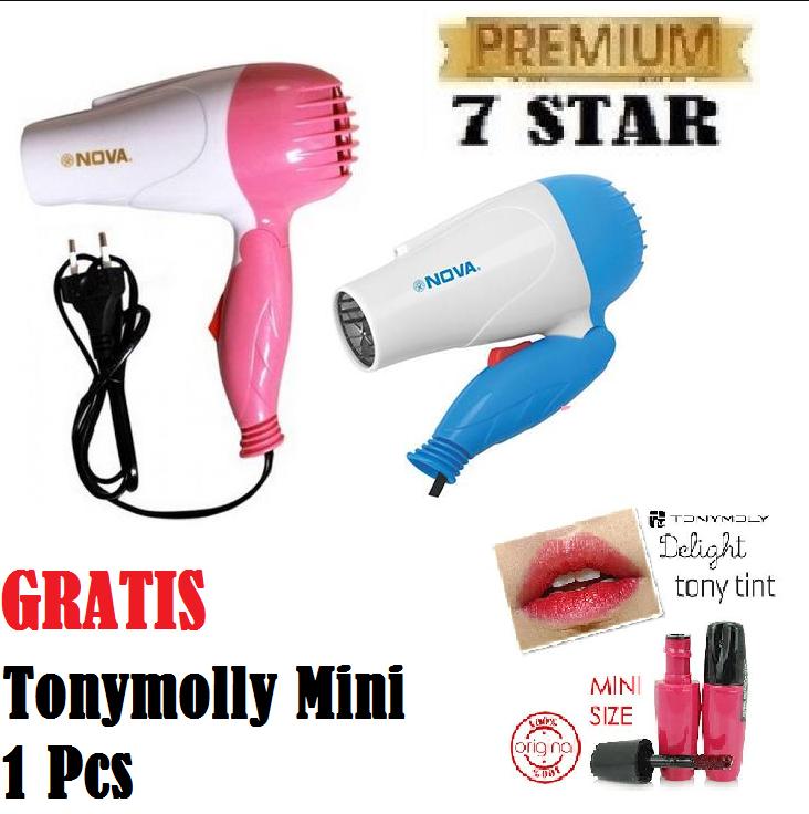 Hair Dryer Mini Lipat Pengering Rambut Original 7STAR - Hair Dryer Muxindo, Nova, Random + GRATIS Liptint Tony Moly Original 1 Pcs