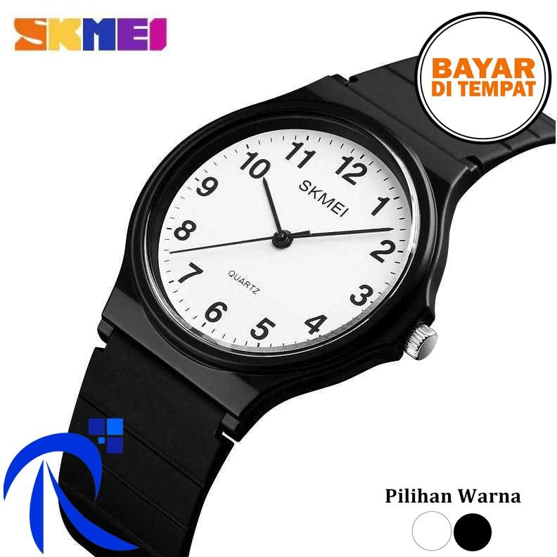 COD SKMEI Jam Tangan Analog Wanita - Black / Hitam / Black White / Hitam Putih - Wristwatch Casual Kasual Woman Cewe Cewek Perempuan Tali Strap Kulit Leather Water Resistant 30m Berkualitas ORIGINAL - FREE ONGKIR