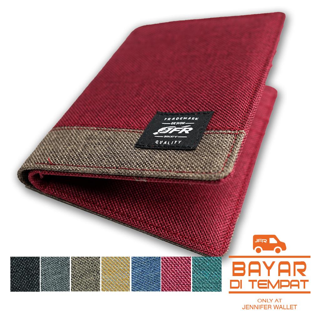 Jfr Fashion Dompet Pria 3/4 Bahan Kulit Canvas Jp14 By Jenniferwallet