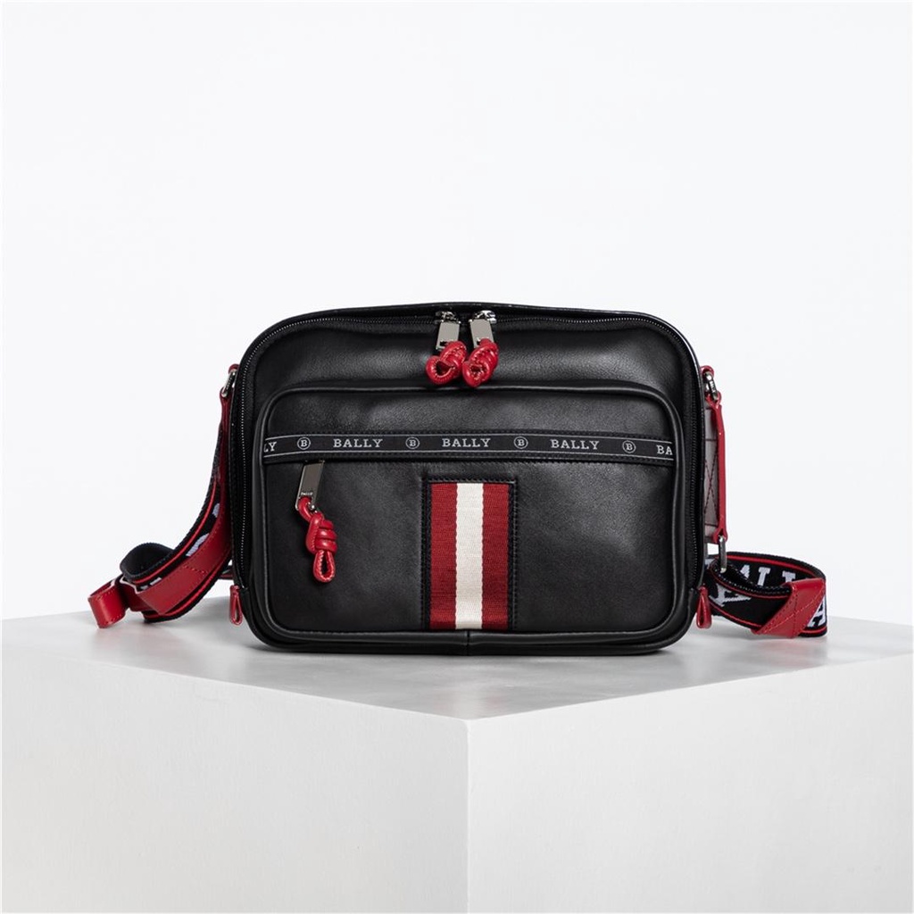 BALLY CROSSBODY HOBS SQUARE AUTHENTIC BAG IN BLACK AND RED Lazada