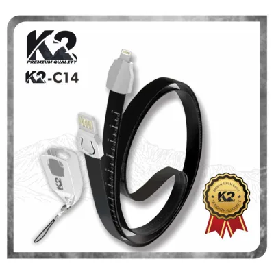 RGAKSESORIS Kabel Data LANYARD K2-C14 PREMIUM QUALITY MICRO USB / IPHONE / TYPE C Fast charging 2.4A