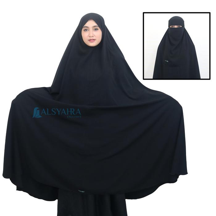 PROMO Jilbab Long Khimar Syari Al-Haramain Niqab Bandana Alsyahra XXL TERBARU