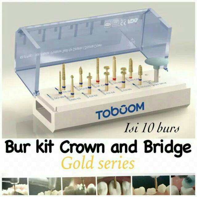 Alice dental Toboom bur kit crown and bridge preparation set bur gigi
