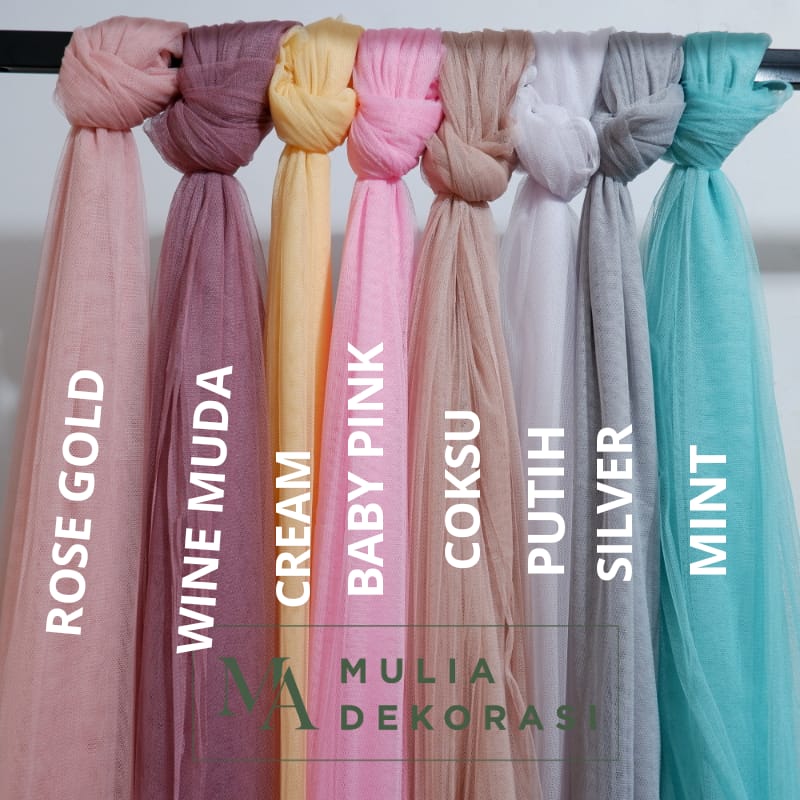 Kain Backdrop Dekorasi Tile Tulle Lamaran Akad Nikah Aqiqah Khitan Syukuran Tunangan Warna Per 2 Meter Lazada Indonesia