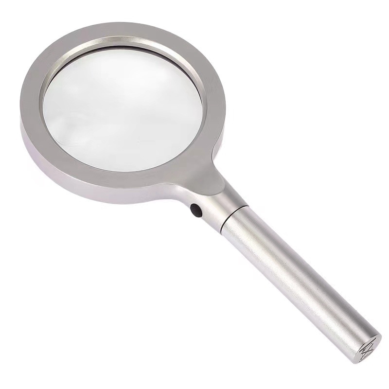 12 LED Lamps 5X 10X Brightness Metal Handheld High-Definition Reading Metal Magnifying Glass with Cloth Bag