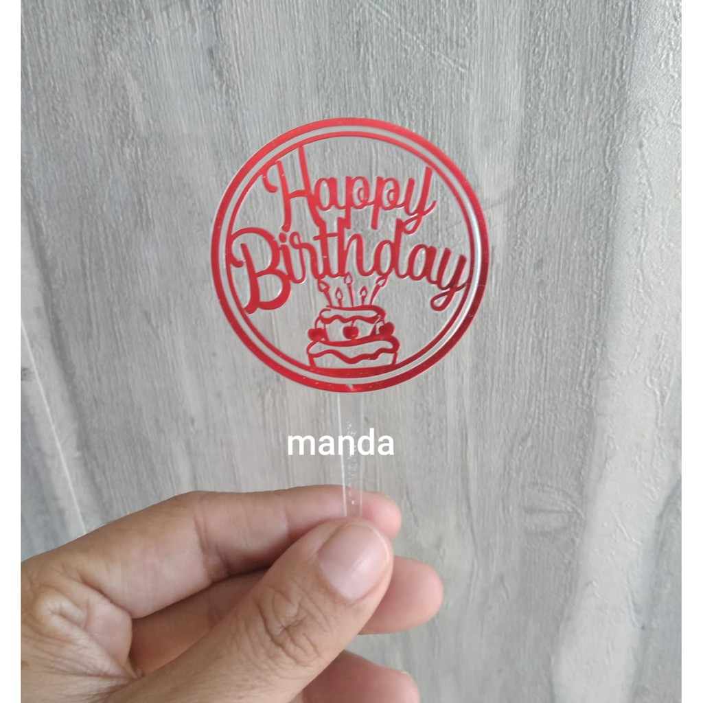 Tusuk Happy Birthday Hiasan Kue Tart Topper Selamat Ulang Tahun Bulat Merah Lazada Indonesia 3775