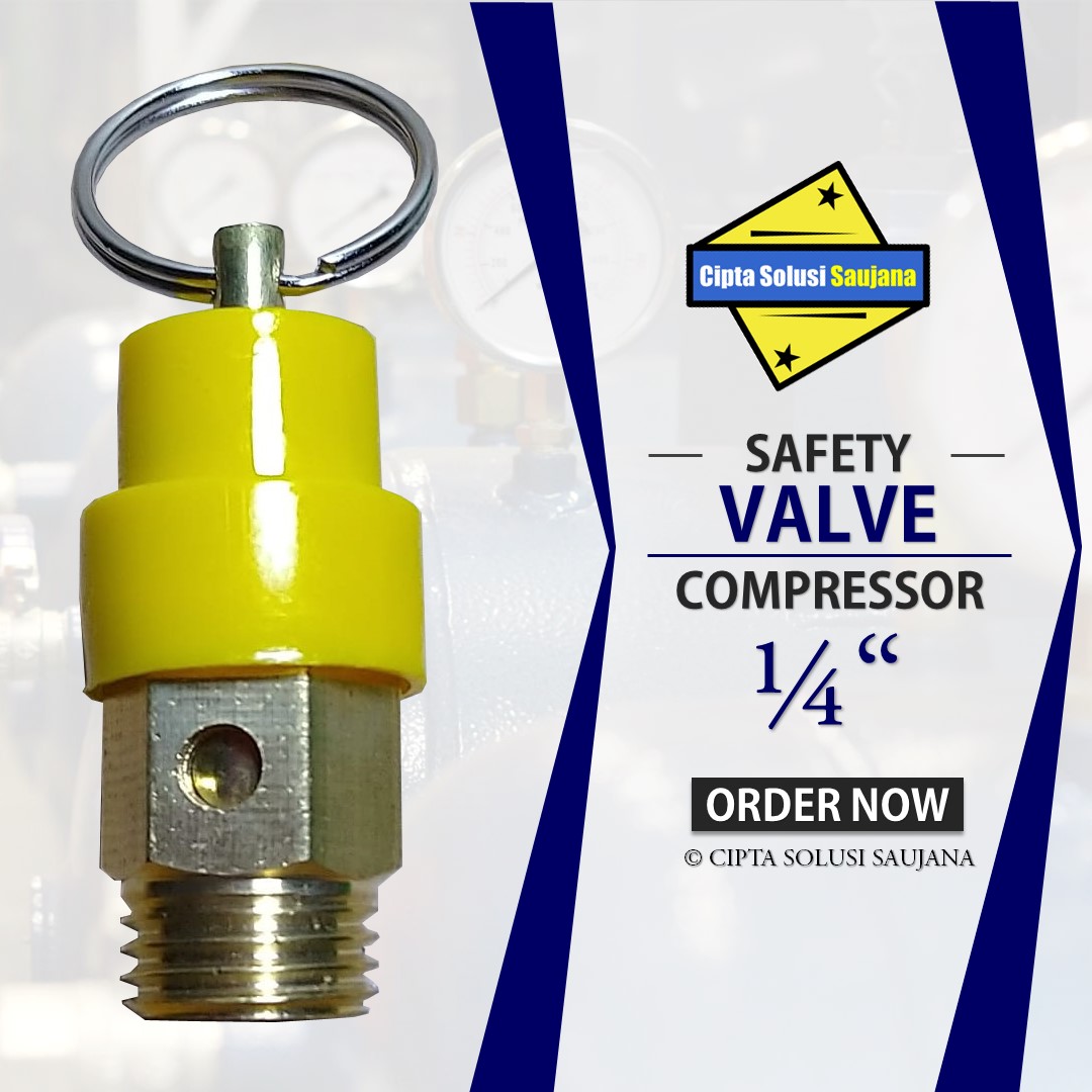 MINI SAFETY VALVE KOMPRESOR 1/4 INCH KUNINGAN KRAN PENGAMAN TEKANAN