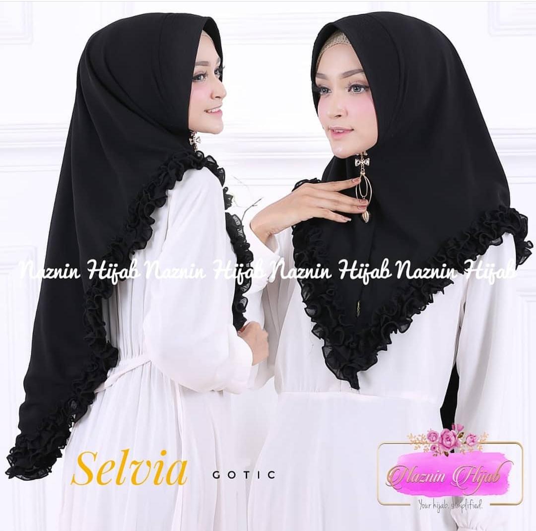 Khimar Mini Selvia Gotik Hitam / Hijab Instan Murah / Jilbab Khimar Syari / Pakaian Muslim / Khimar Jumbo