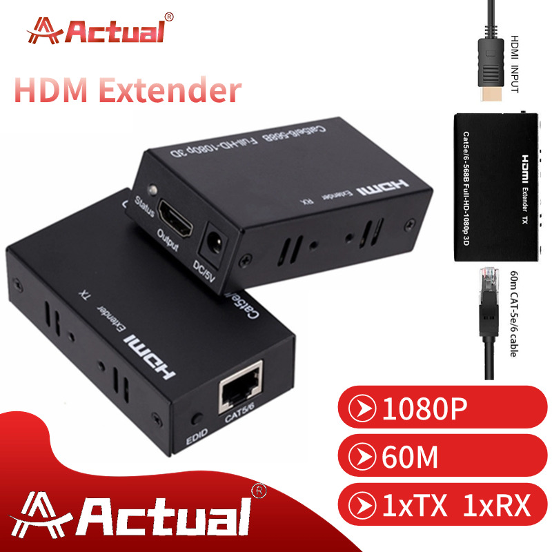 Actual COD HDMI Extender 60M RJ45 Lan Cat6 HDMI HDTV Extension Rj45 actual-cod-hdmi-extender-60m-rj45-lan-cat6-hdmi-hdtv-extension-rj45