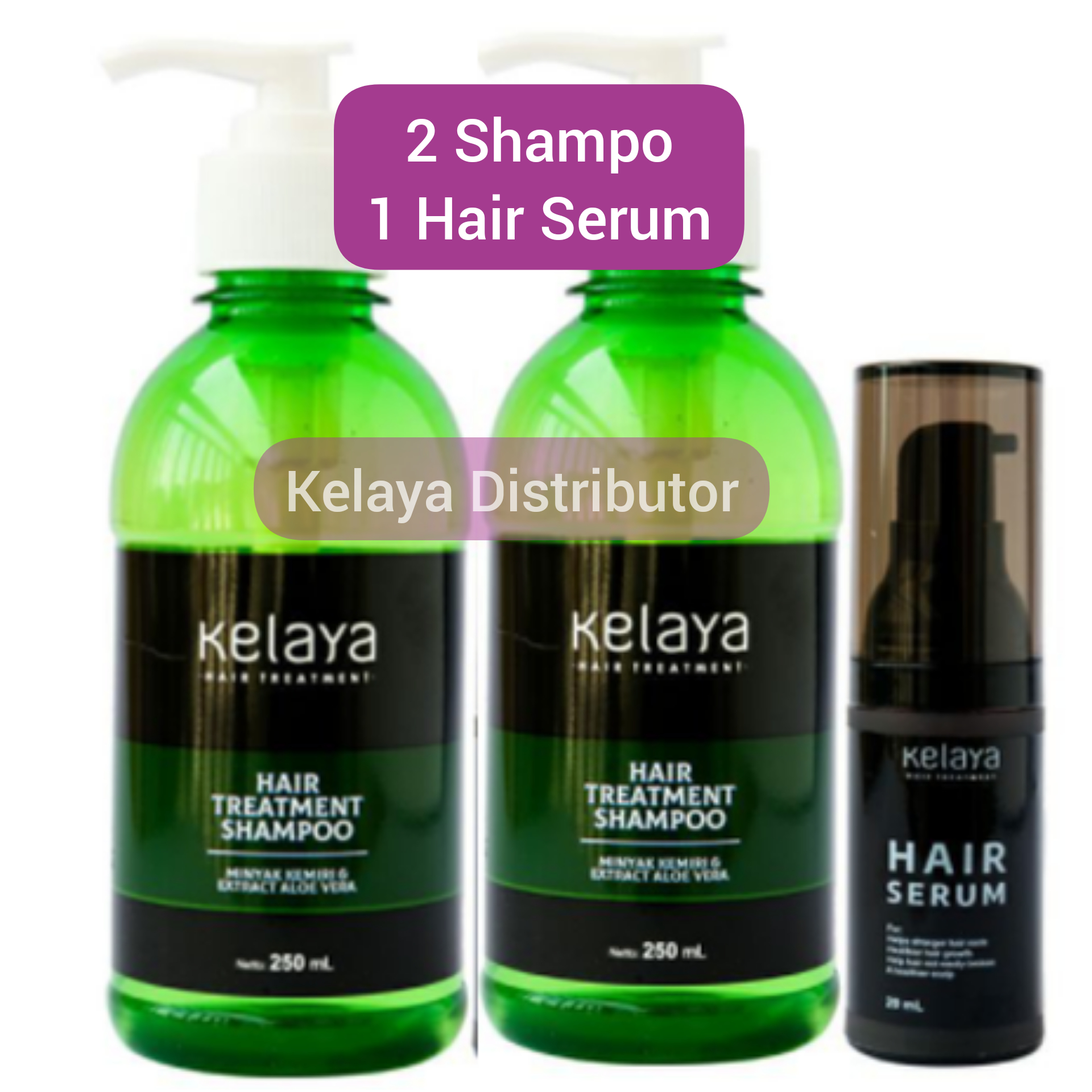 Paket Kombinasi 2 Shampoo 1 Hair Serum Kelaya Hair Treatment Rontok ...