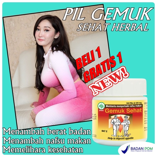 Promo Beli 1 Gratis 1 Gemuk Sehat Herbal Borobudur 100 Pil Bpom Pil