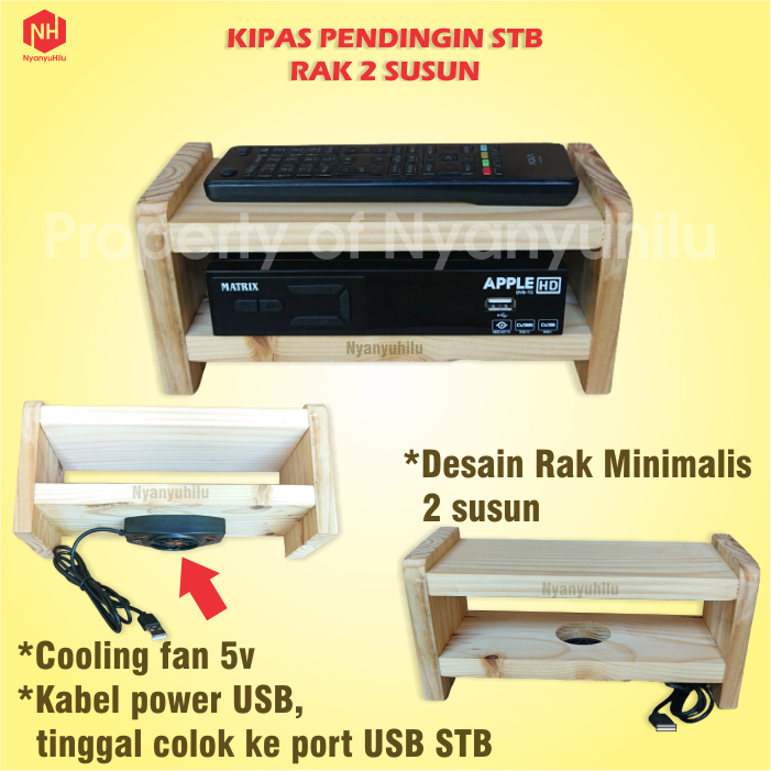 Rak STB Set Top Box Plus Kipas Pendingin STB Set Top Box USB 5V