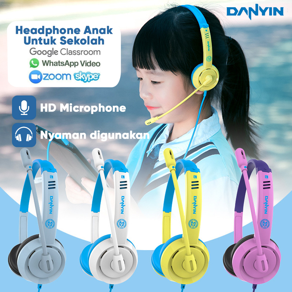 Headset Headphone Kabel With Microphone Danyi DT-326 Headset Salar Untuk  Anak Sekolah Support Zoom Skype | Lazada Indonesia